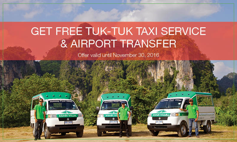 Krabi Riviera FREE tuk-tuk TAXI service in Ao Nang